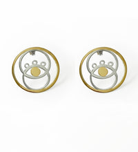 Load image into Gallery viewer, Silver with yellow gold plated eye earrings
