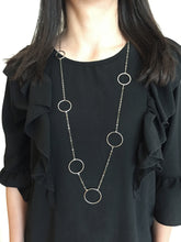 Load image into Gallery viewer, Silver long asymmetrical multi-circles necklace
