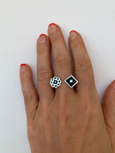 Load image into Gallery viewer, Silver with black enamel statement ring
