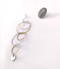 Load image into Gallery viewer, Silver with yellow gold plated multi-circle earrings
