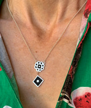 Load image into Gallery viewer, Silver with black enamel necklace.
