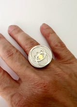 Load image into Gallery viewer, Silver with yellow gold plated eye circle ring
