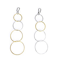 Load image into Gallery viewer, Silver with yellow gold plated multi-circle mega long earrings
