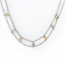 Load image into Gallery viewer, Silver with yellow gold multi-circle double chain choker
