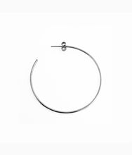 Load image into Gallery viewer, Silver asymmetrical minimalist circle hoops
