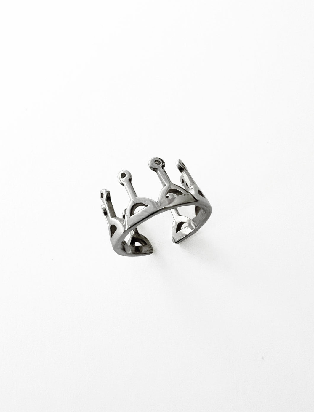 Silver crown cuff earring