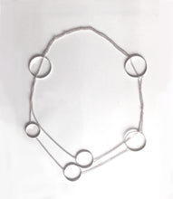 Load image into Gallery viewer, Silver long asymmetrical multi-circles necklace
