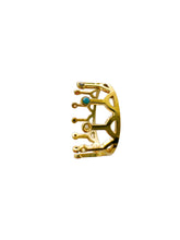 Load image into Gallery viewer, Yellow gold plated and multi-colour stones crown ring
