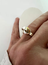 Load image into Gallery viewer, Silver with yellow gold plated inter-wined circle ring
