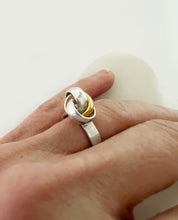 Load image into Gallery viewer, Silver with yellow gold plated inter-wined circle ring
