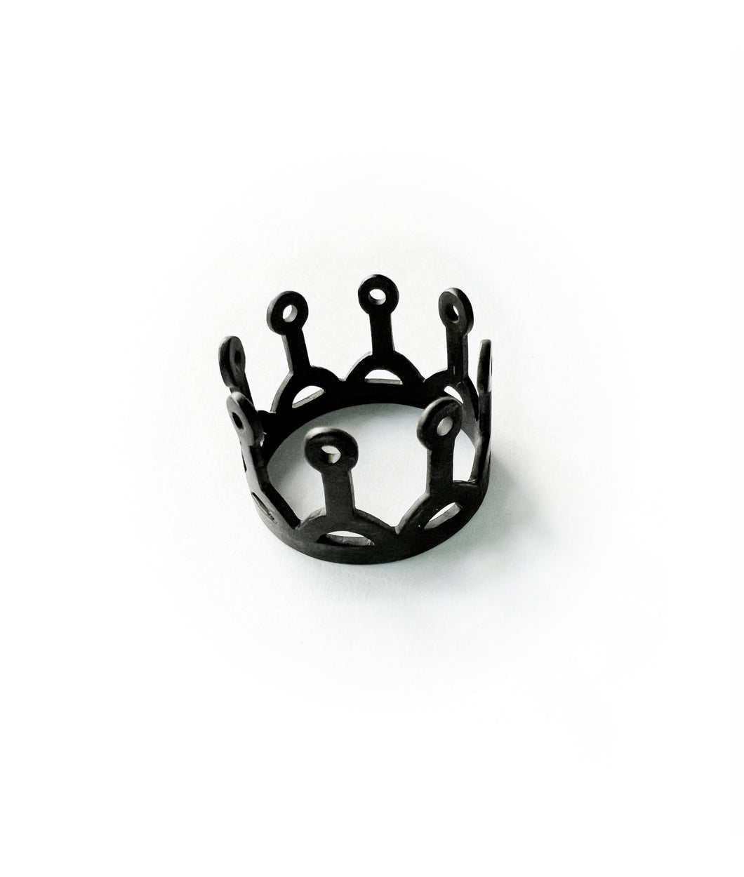 Crown oxidized silver MEN ring