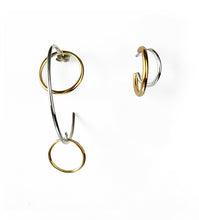 Load image into Gallery viewer, Silver with yellow gold plated minimalist multi-circle earrings
