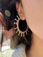 Load image into Gallery viewer, Silver with yellow gold plated spikes crown hoop earrings
