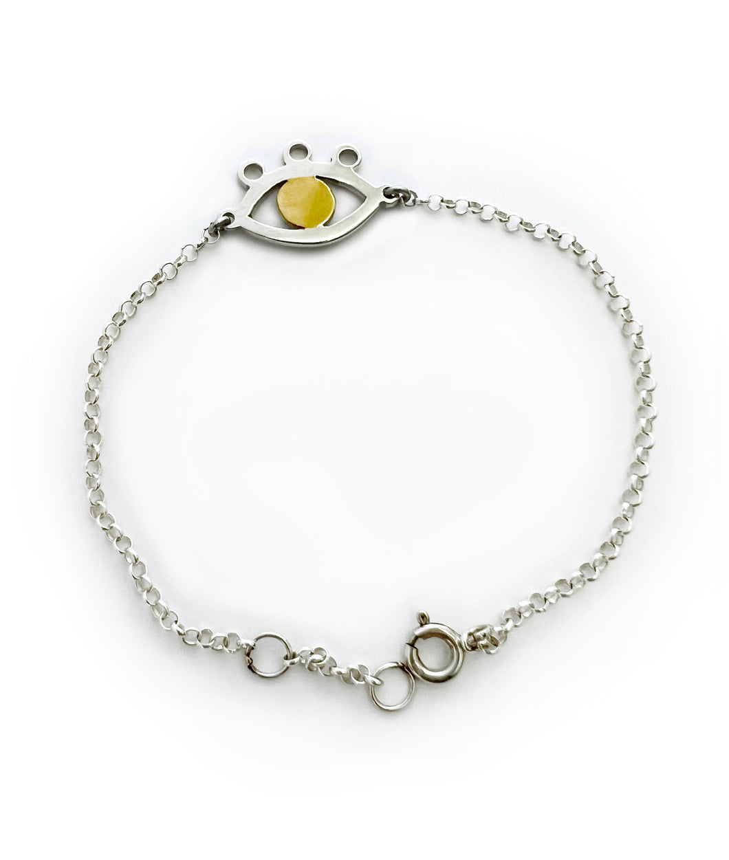 Silver with yellow gold plated inner circle eye bracelet