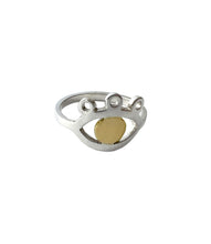 Load image into Gallery viewer, Silver with yellow gold plated inner circle eye ring
