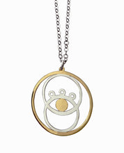 Load image into Gallery viewer, Silver with yellow gold plated inner circle silver necklace
