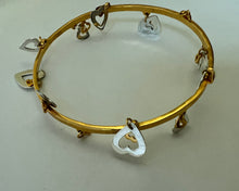 Load image into Gallery viewer, Multi hearts silver with yellow gold plated bangle
