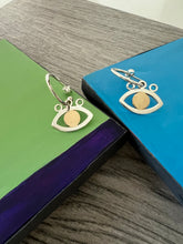 Load image into Gallery viewer, Silver with yellow gold plated eye earrings
