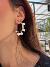 Load image into Gallery viewer, Silver with white multi-pearl asymmetrical earrings
