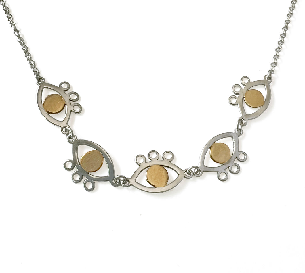 Silver with yellow gold plated choker necklace