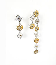 Load image into Gallery viewer, Silver with yellow gold plated embellished with mother-of-pearl statement earrings
