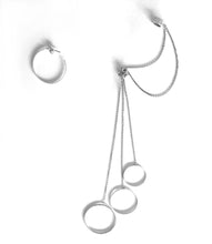 Load image into Gallery viewer, Asymmetrical silver multi circles asymmetrical earrings
