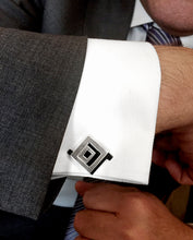 Load image into Gallery viewer, Artistic men squared silver cufflinks
