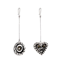 Load image into Gallery viewer, Opposites Attract artistic silver earrings
