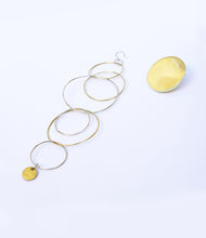 Load image into Gallery viewer, Asymmetric boho style silver &amp; gold plated earrings
