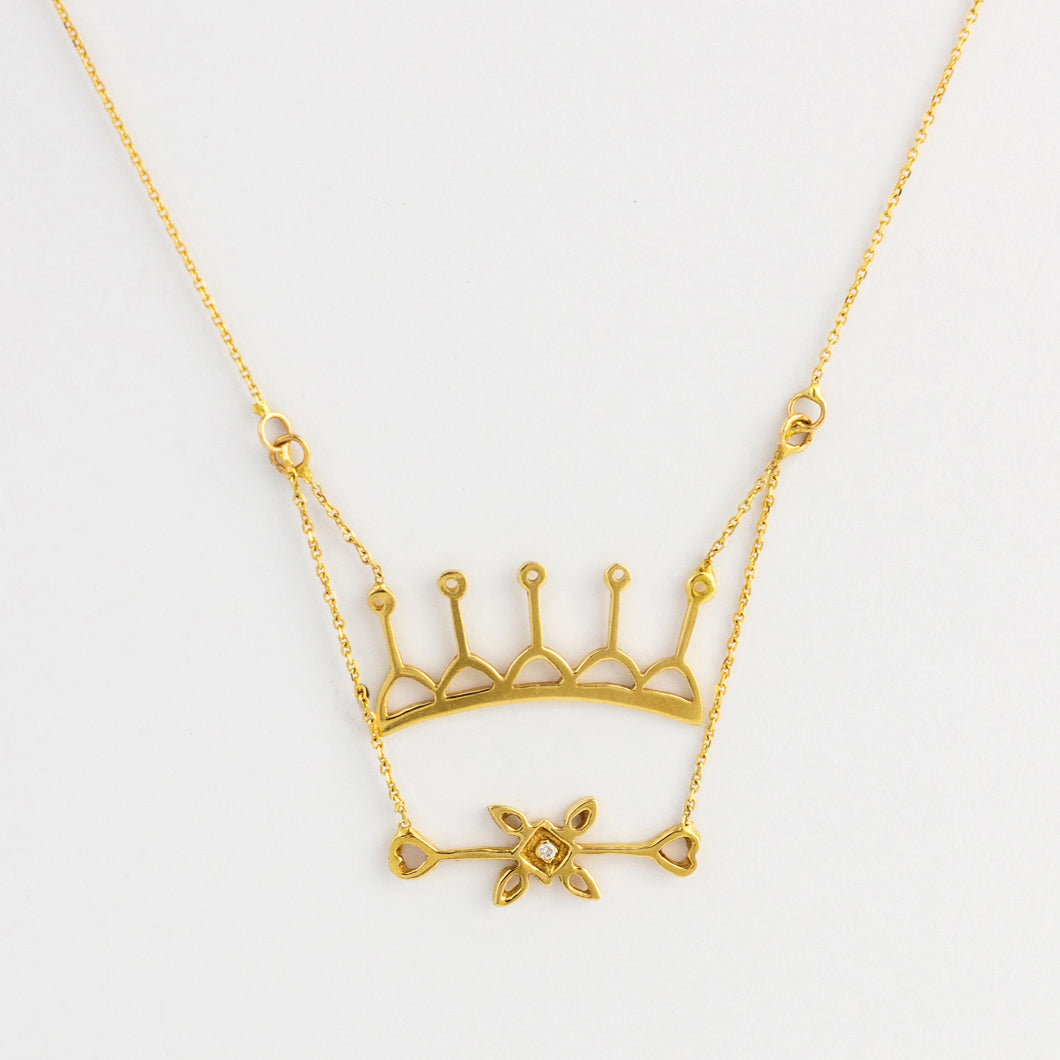 Glorious crown gold & diamond necklace