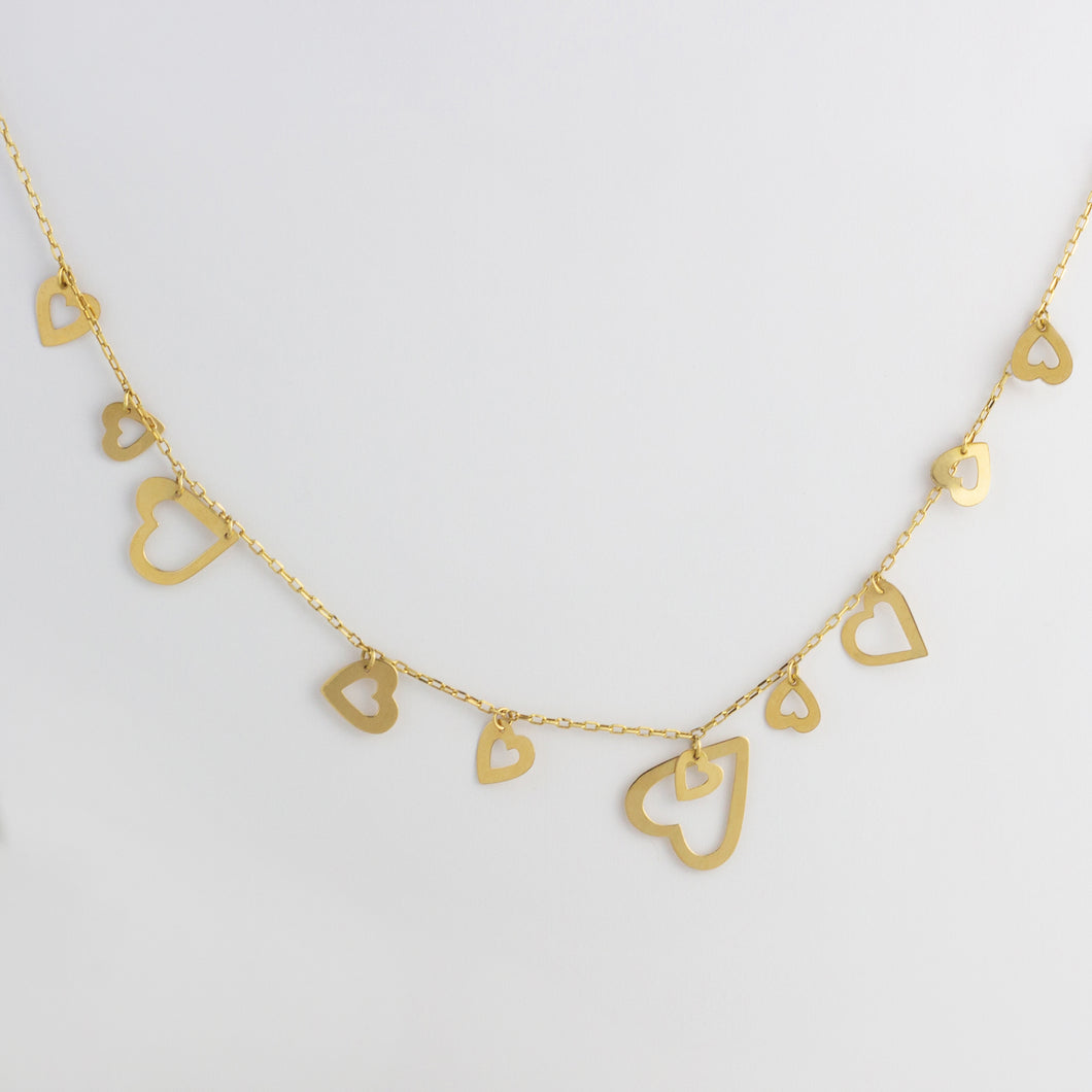Multi-hearts chain belt gold plated necklace