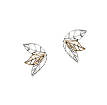Load image into Gallery viewer, Artistic leaves silver and yellow gold plated earrings
