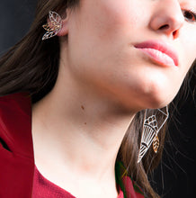 Load image into Gallery viewer, Artistic Leaves asymmetrical silver earrings
